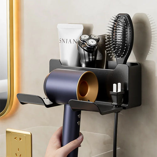 WallDry™ Hair Dryer Holder — Wall-Mounted Bathroom Storage Shelf
