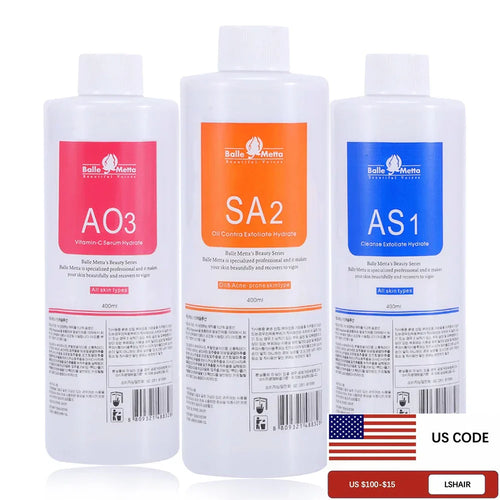 HydraFacial Aqua Peel Solution Set — AS1 SA2 AO3, 1200ml (3-Pack)